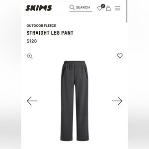 SKIMS Outdoor Fleece Straight Leg Pant - Black small